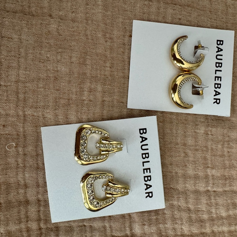 BaubleBar Gold Statement Earrings Set